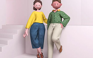 白无常C4D造人计划 角色ip骨骼绑定md布/雕塑建模含素材