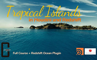 Houdini18.5电影级热带湖中小岛全流程（超清画质带素材）