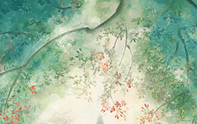 苍有关古风花卉动物水彩风插画（高清画质带笔刷课件）