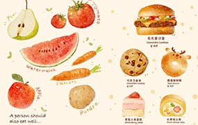 画画的小乐iPad水彩美食插画2024年（画质清晰无素材）